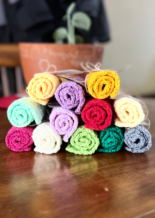 Hand-Crocheted Washcloth/Light Yellow – Soft Cotton/Acrylic Blend – 10.5"x8"