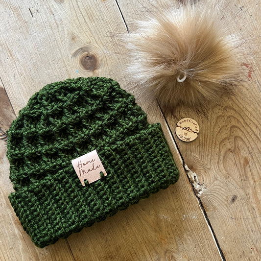 NEWBORN-Forest Green Crochet Beanie
