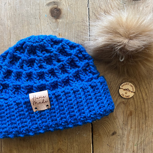 BABY-Royal Blue Crocheted Beanie, Small