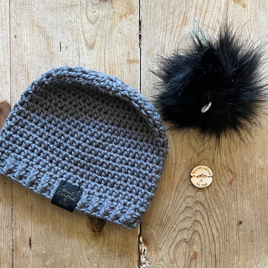 BABY-Dark Grey Crocheted Beanie, Small