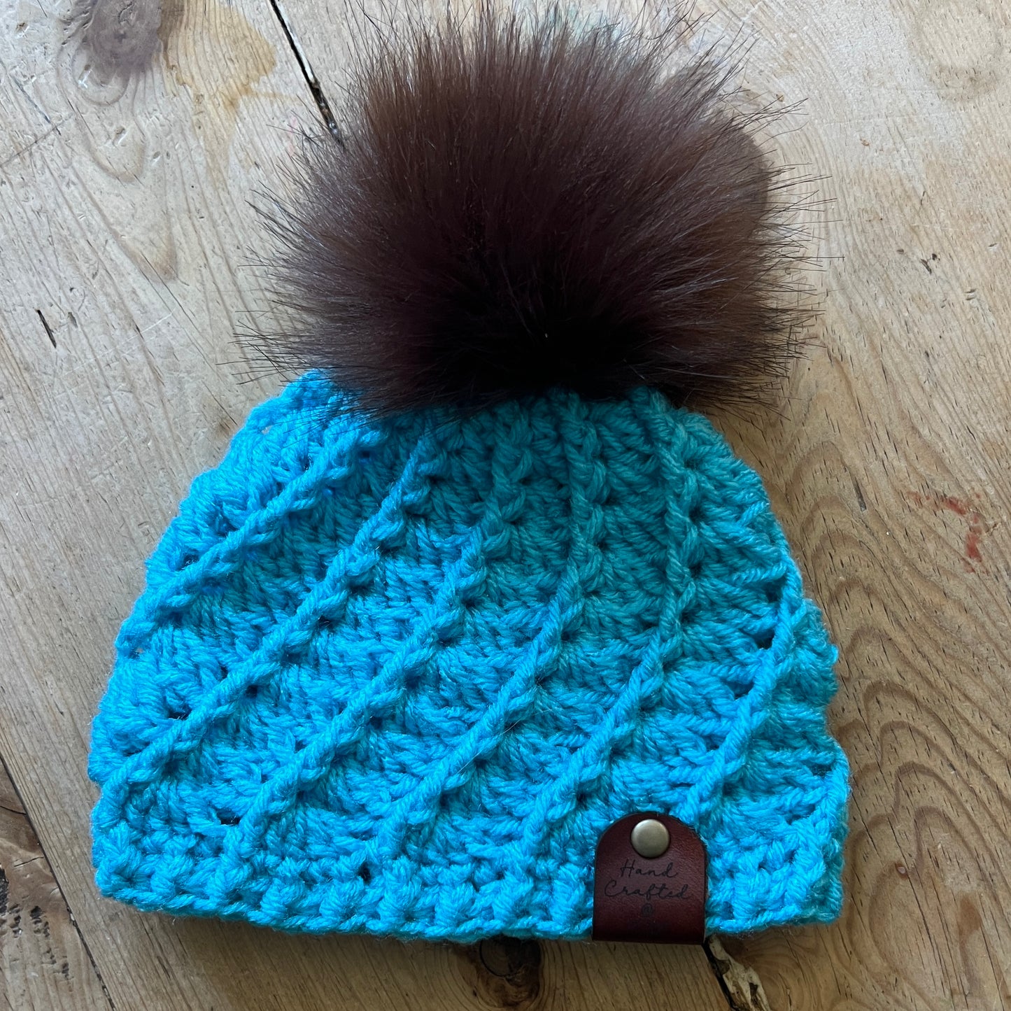 BABY-Turquoise Crocheted Beanie, Small