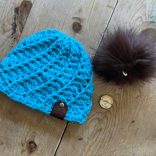 BABY-Turquoise Crocheted Beanie, Small