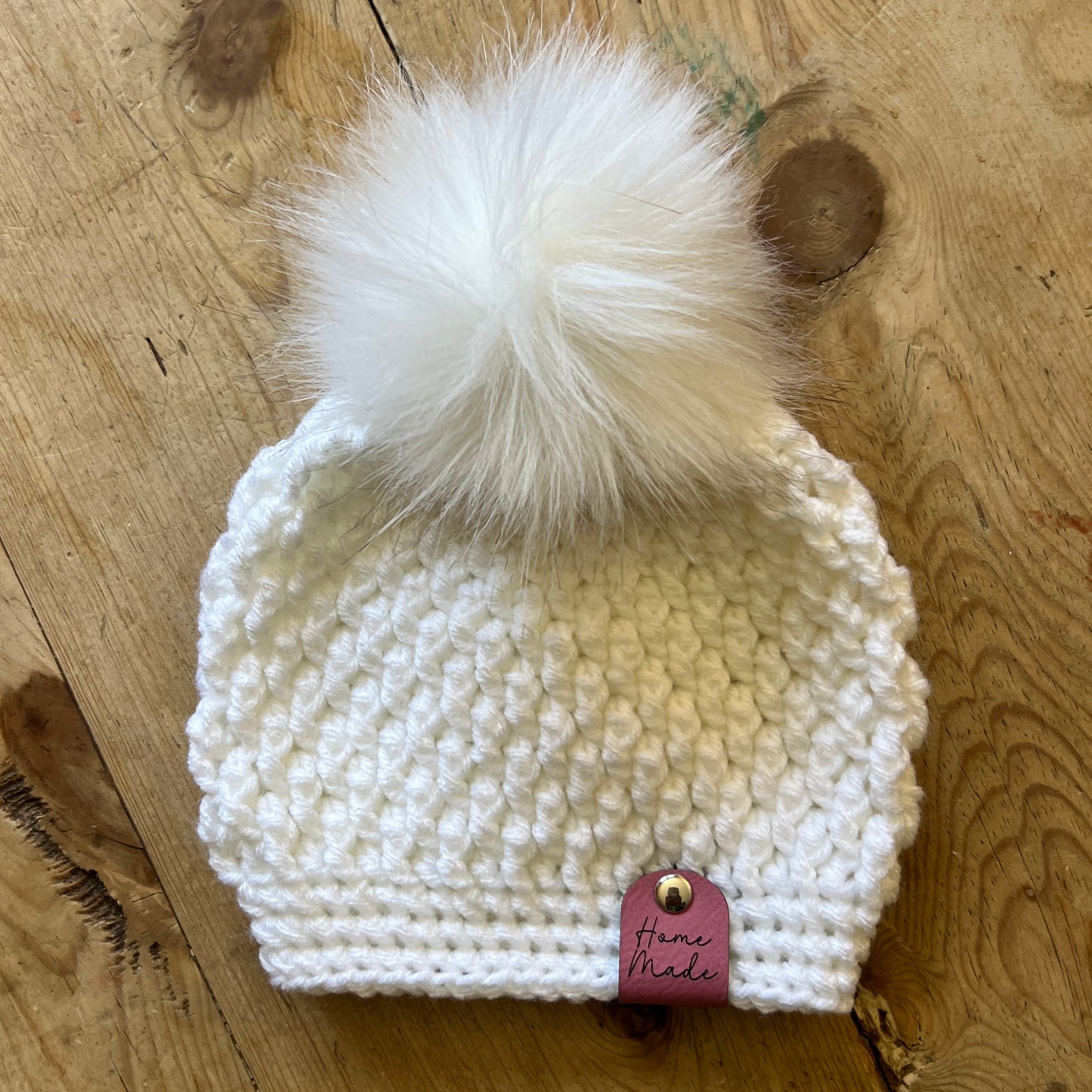 BABY-White Crochet Beanie, Small