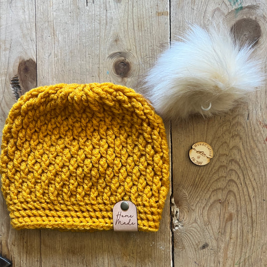 BABY-Golden Crocheted Beanie, Small