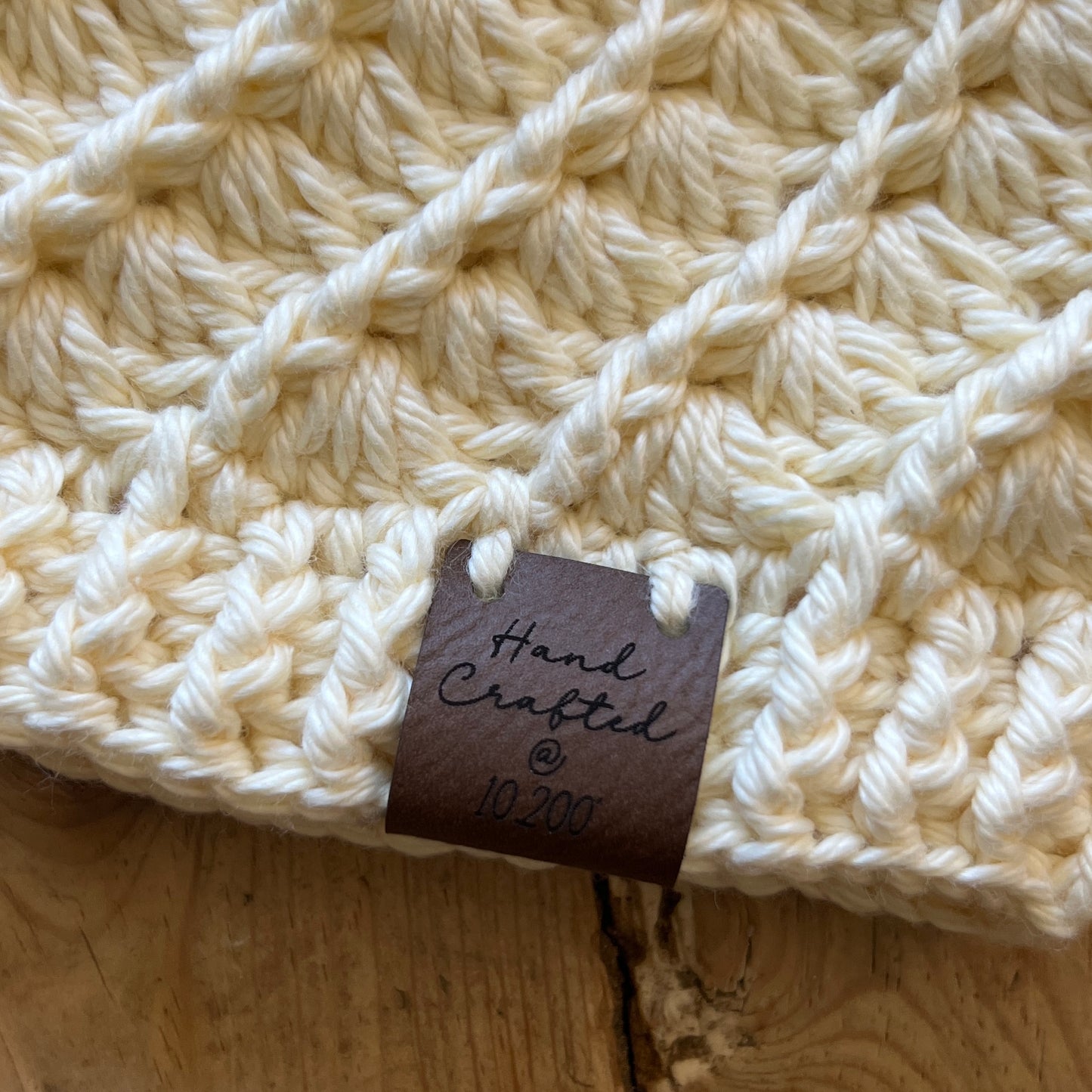 KIDS-Cream Crocheted Beanie, Medium