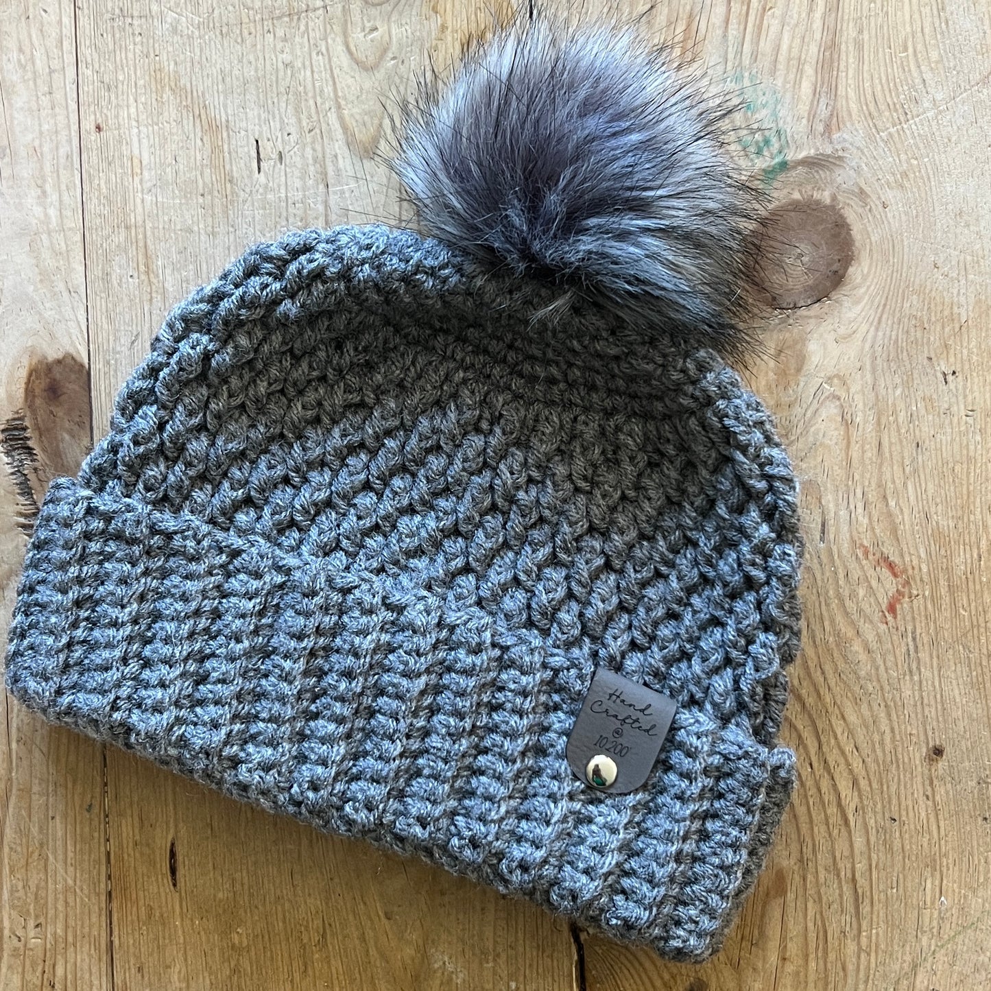 KIDS-Dark Grey Crocheted Beanie, Medium