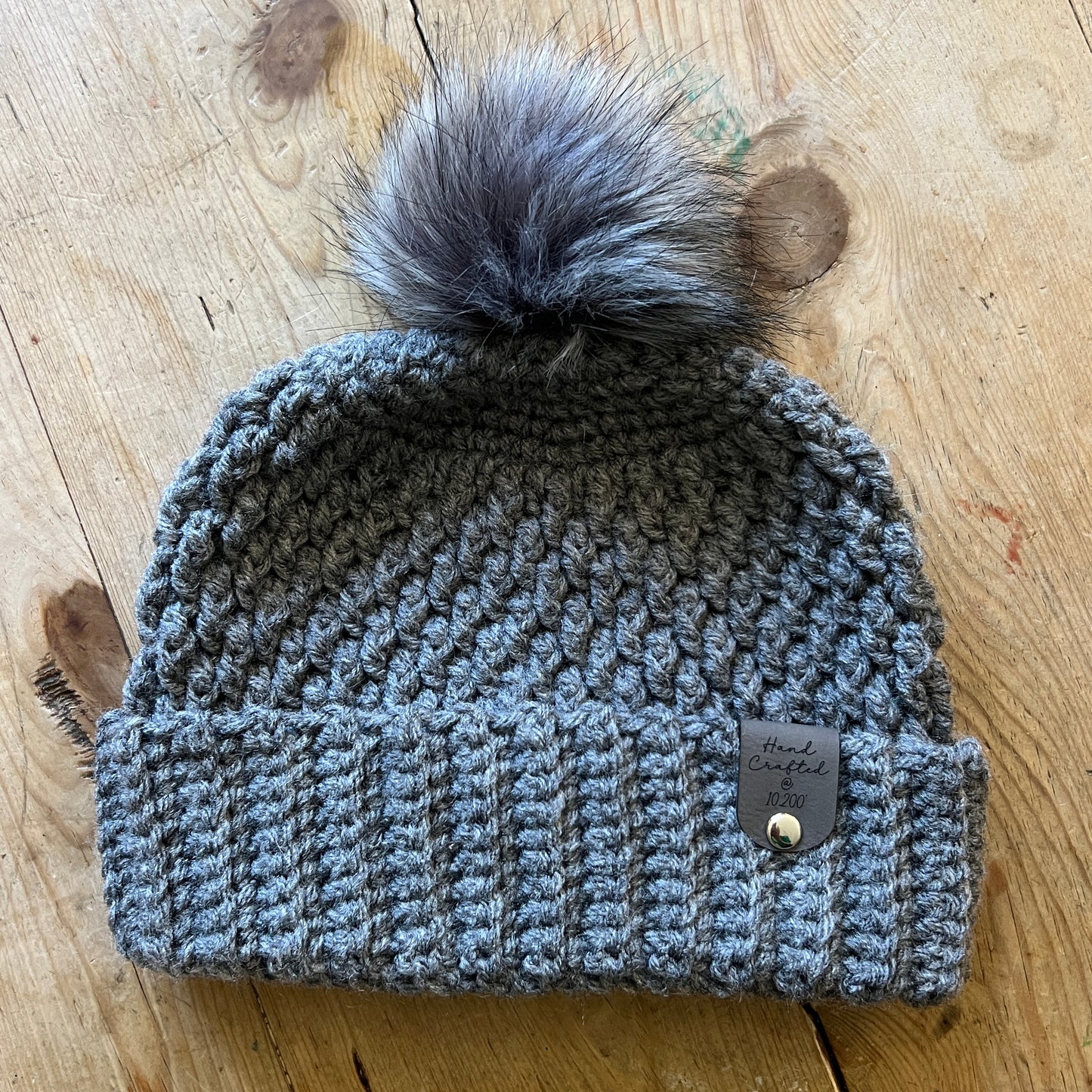 KIDS-Dark Grey Crocheted Beanie, Medium