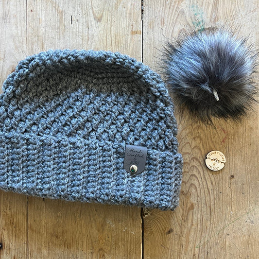 KIDS-Dark Grey Crocheted Beanie, Medium