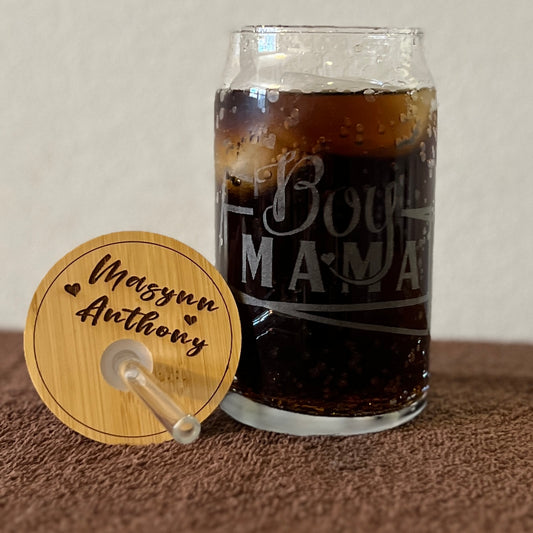 Boy Mama - Glass Can Tumbler