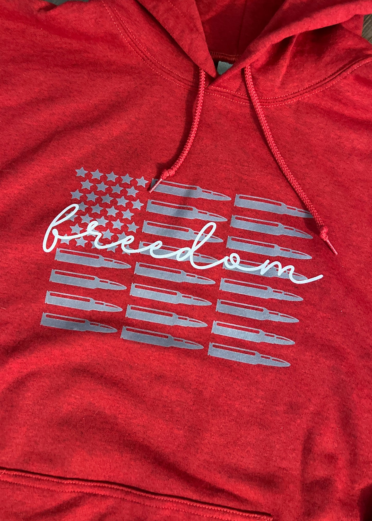 Freedom T-Shirt & Hoodie – Patriotic Apparel with Bold Bullet Flag Design