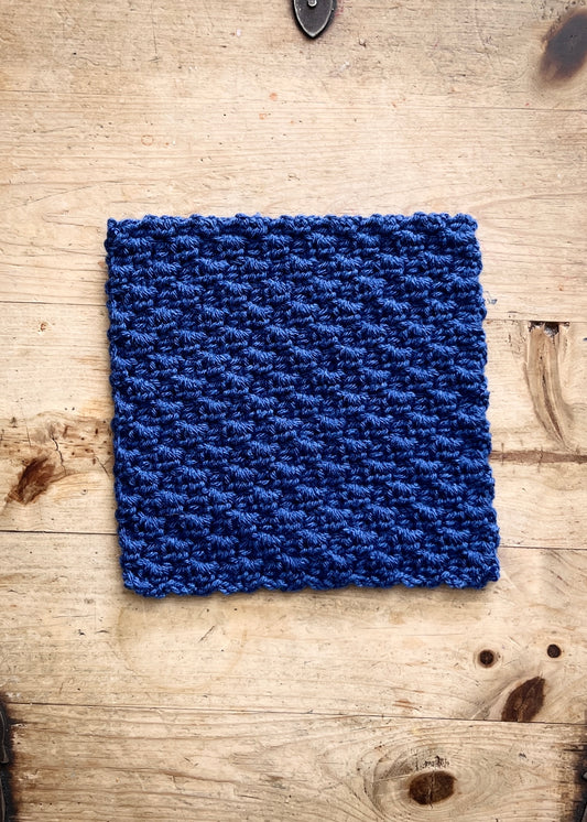 Hand-Crocheted Acrylic Dishcloth/Royal Blue – 8.5"x8.5"