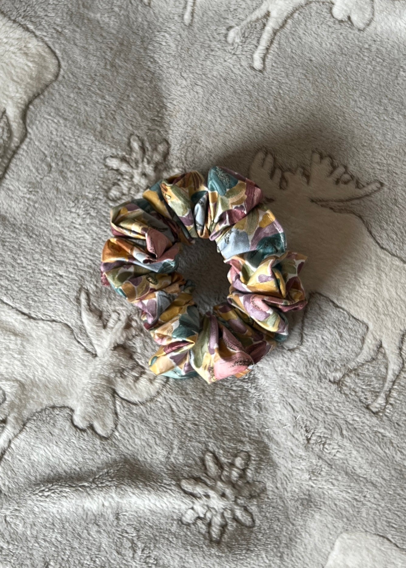 Pastel Floral Scrunchie – Handmade Spring Hair Accessory