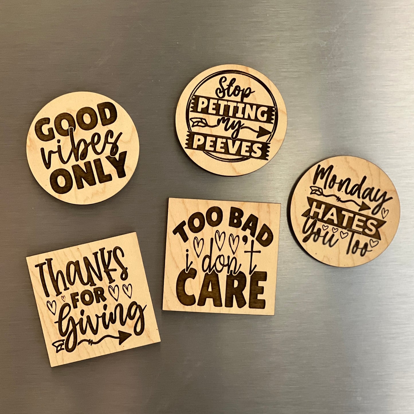 Good Vibes Only - Engraved Wooden Magnet