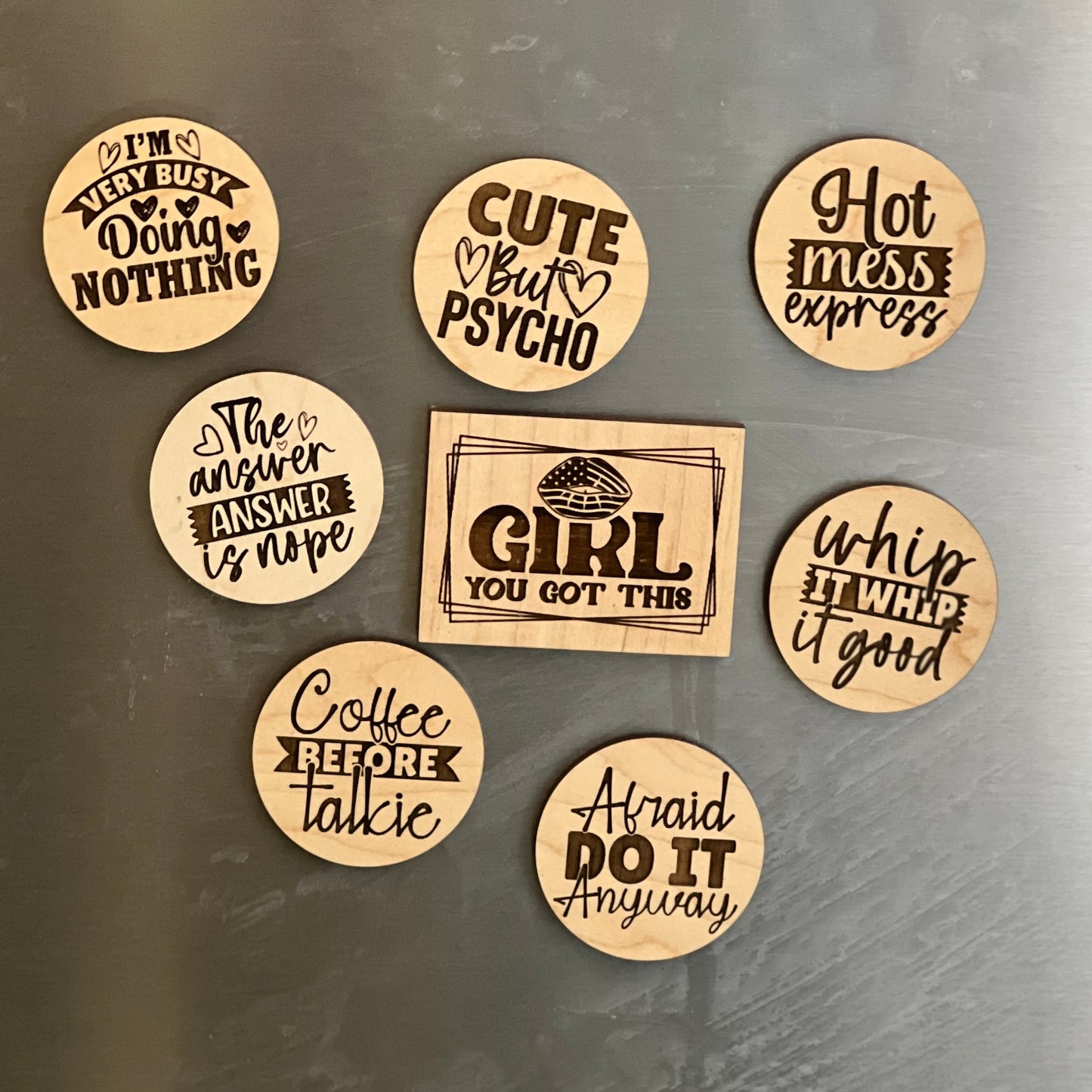 Cute but... - Engraved Wooden Magnet
