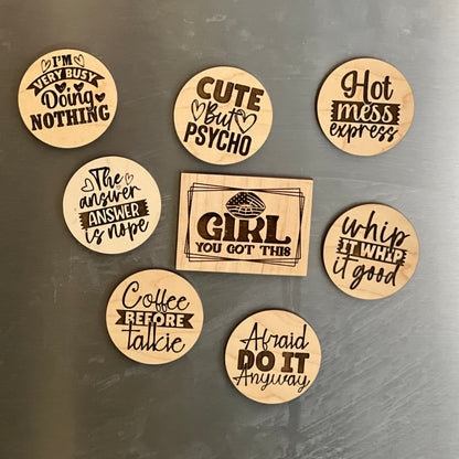Cute but... - Engraved Wooden Magnet