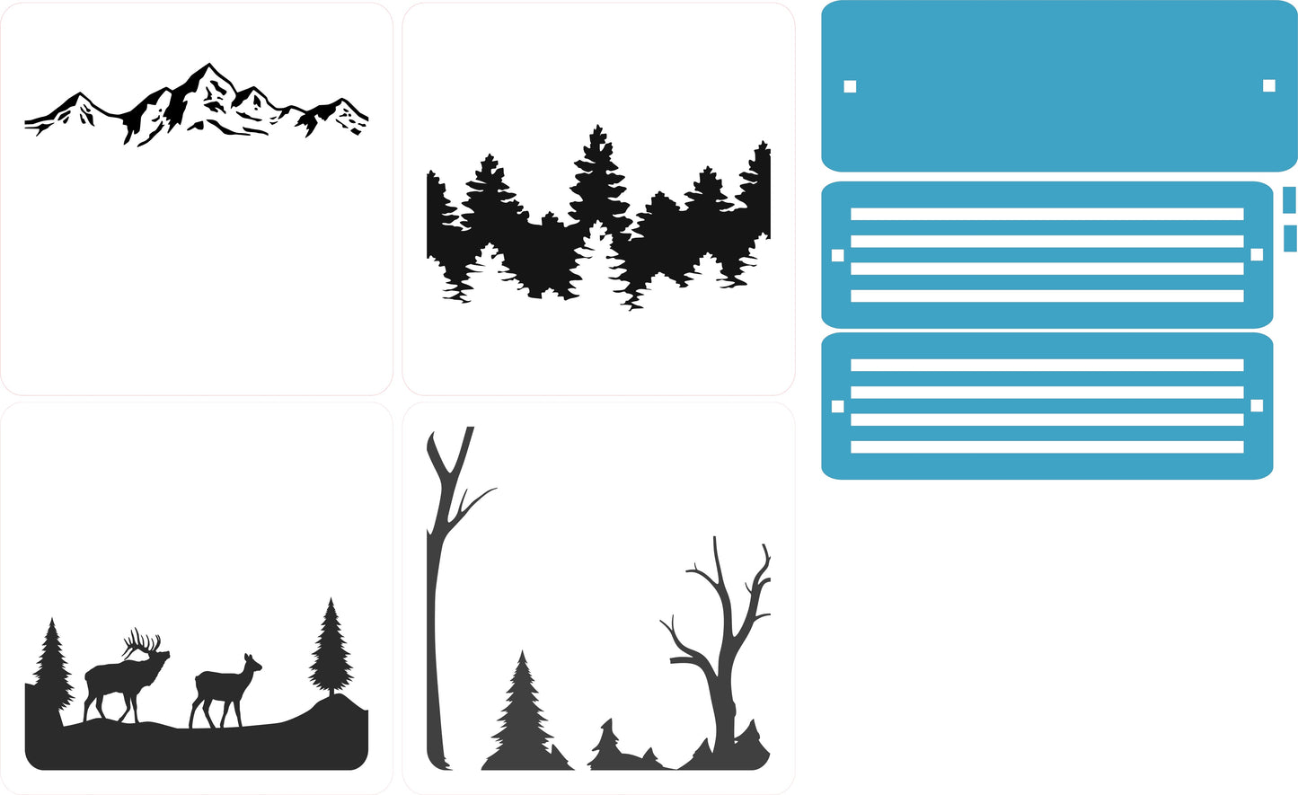 Scenic Shadowbox Coaster Set/Elk-SVG DOWNLOAD