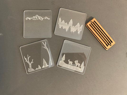 Scenic Shadowbox Coaster Set/Elk-SVG DOWNLOAD