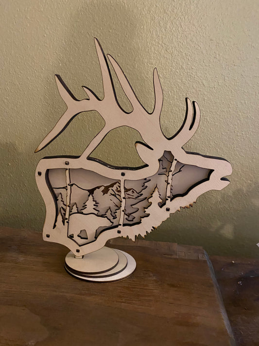 Scenic 3D Bull Elk-SVG DOWNLOAD
