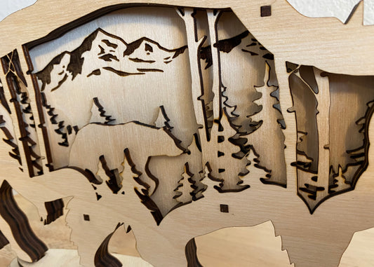 Buffalo - 3D Wood Art