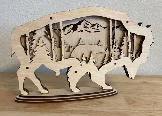Buffalo - 3D Wood Art