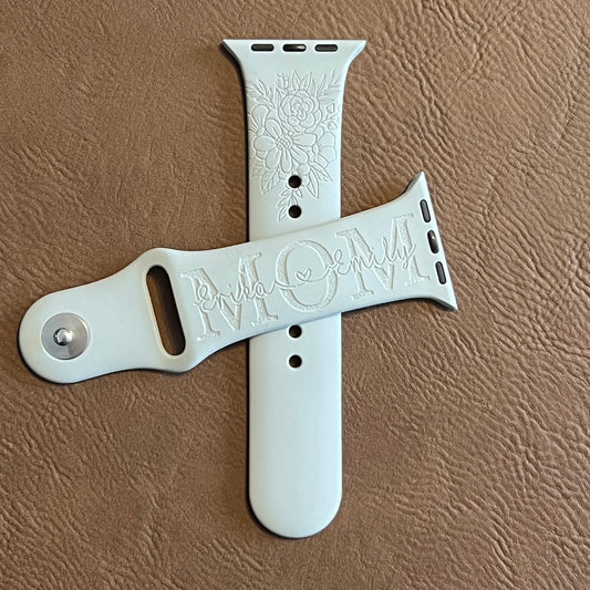Personalized MOM Engraved Silicone Watch Band