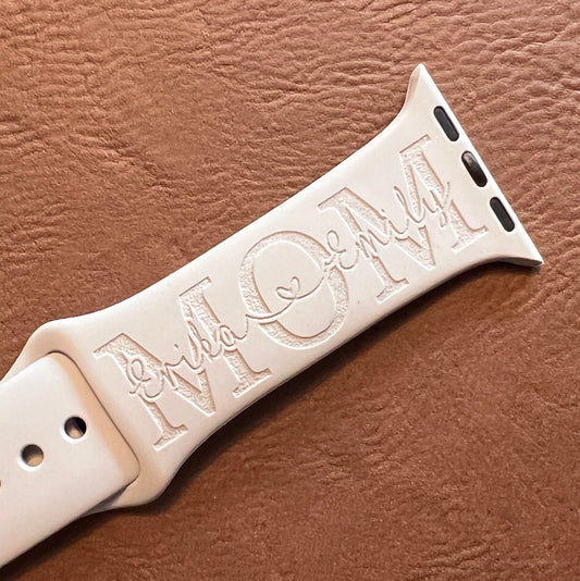 Personalized MOM Engraved Silicone Watch Band