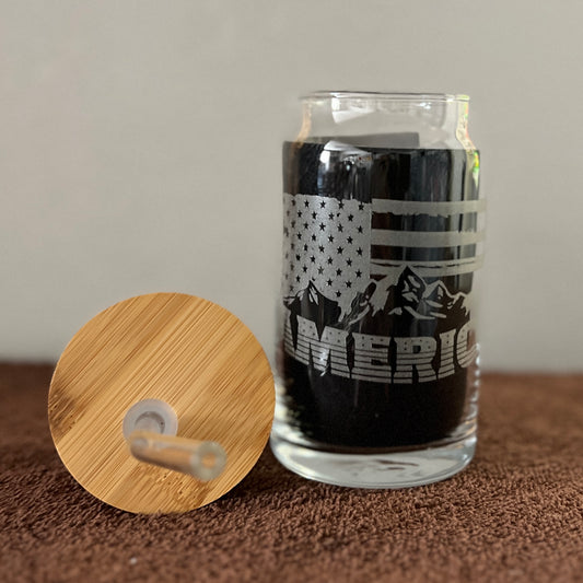 AMERICA - Engraved Glass Can