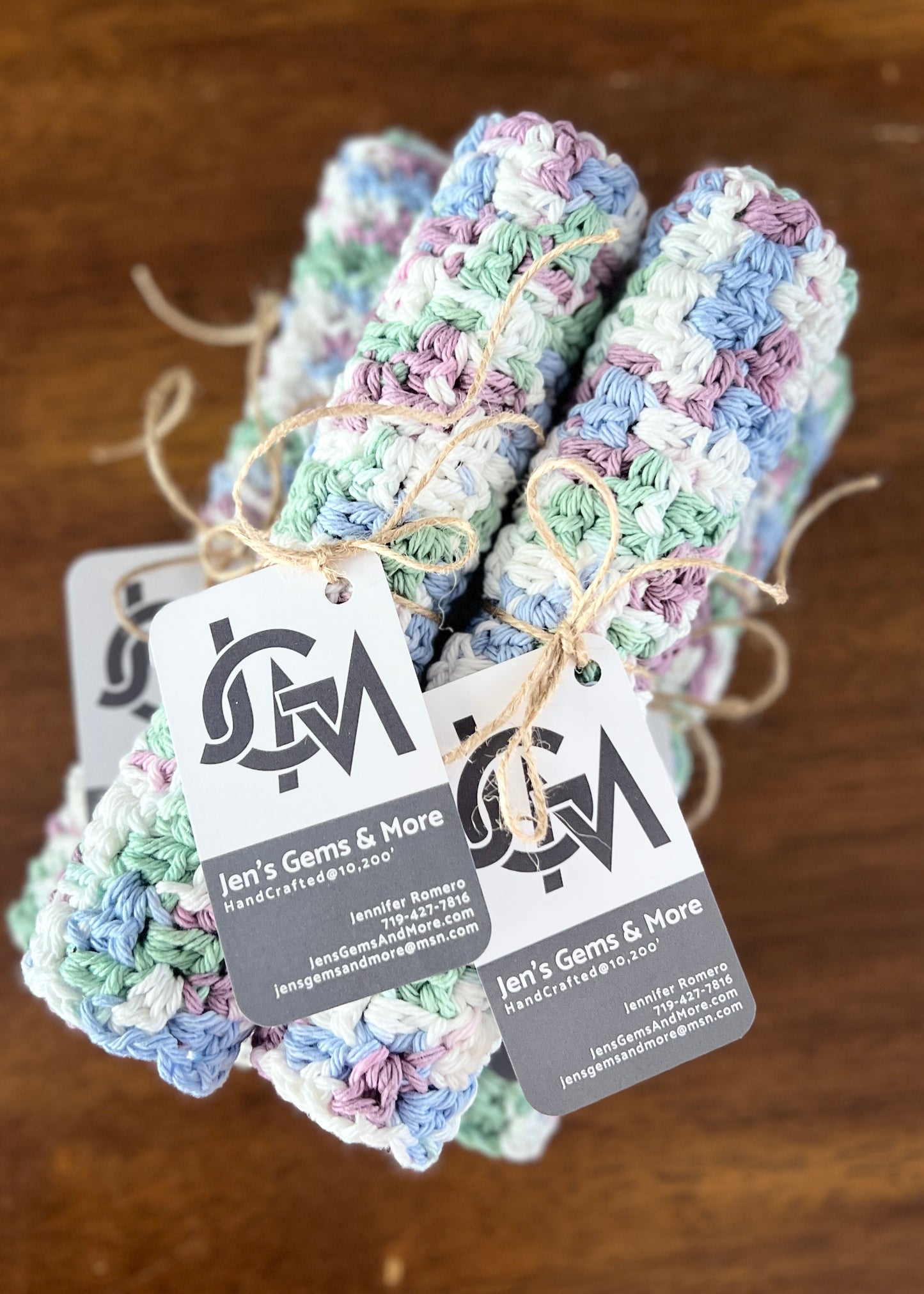 Hand-Crocheted Cotton Dishcloth – 8.5"x8.5" (Color=Freshly Pressed)