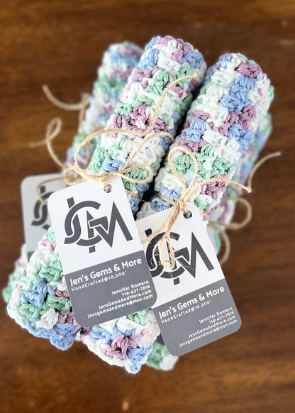 Hand-Crocheted Cotton Dishcloth – 8.5"x8.5" (Color=Freshly Pressed)