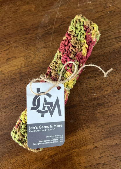 Hand-Crocheted Cotton Dishcloth – 8.5"x8.5" (Color=Autumn Leaves)