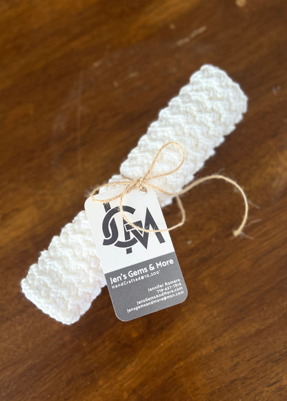 Hand-Crocheted Cotton Dishcloth – 8.5"x8.5" (Color=White)