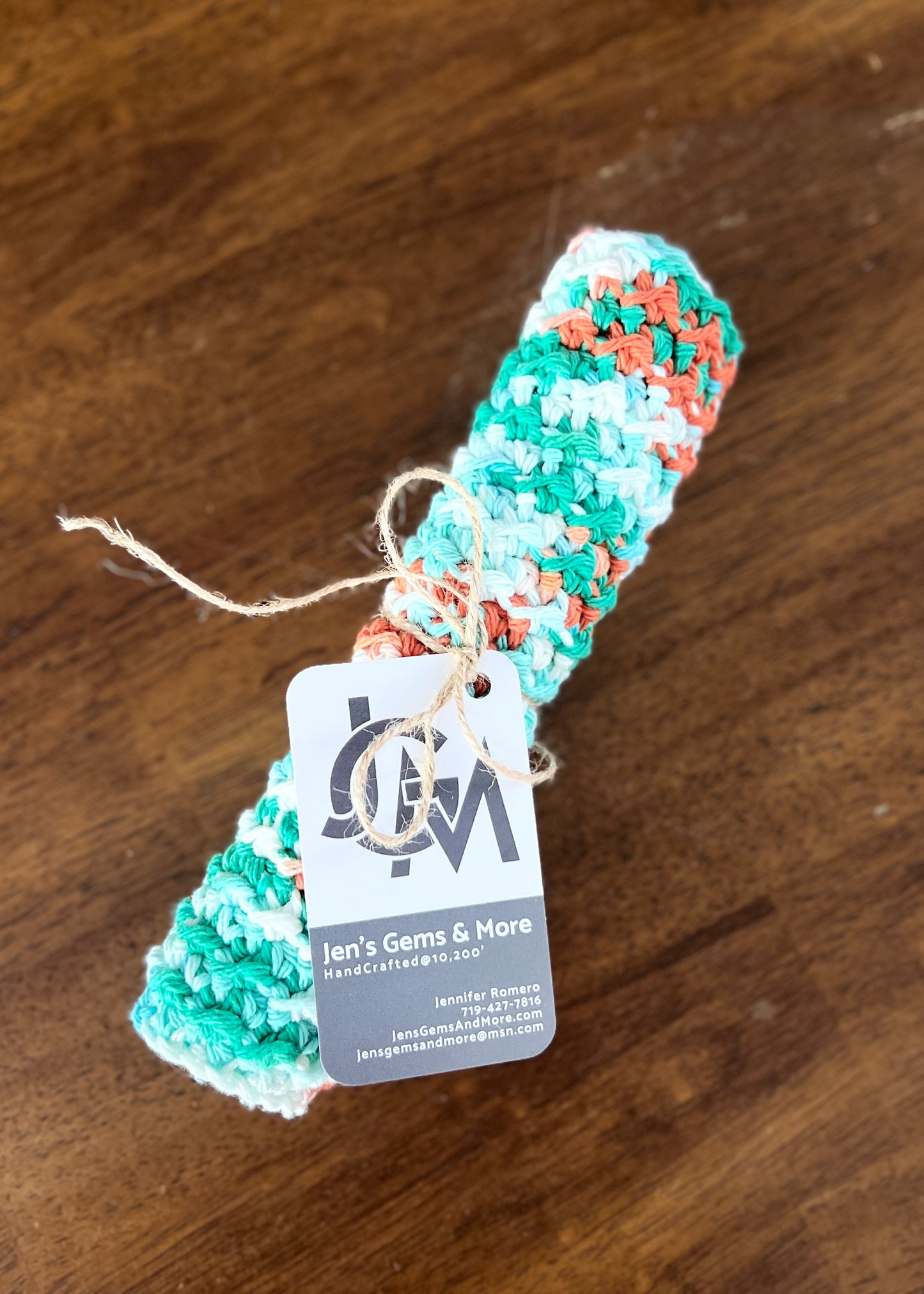 Hand-Crocheted Cotton Dishcloth – 8.5"x8.5" (Color=Ahoy Ombre)