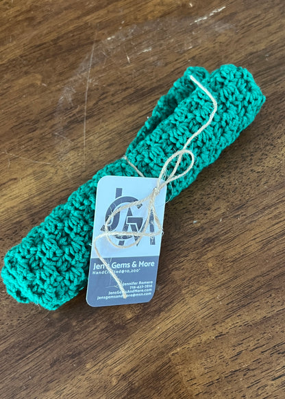 Hand-Crocheted Washcloth/Green – Soft Cotton/Acrylic Blend – 10.5"x8"