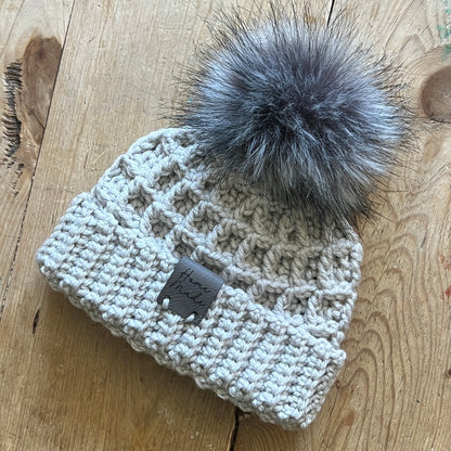 BABY-Light Grey Crocheted Beanie, Small