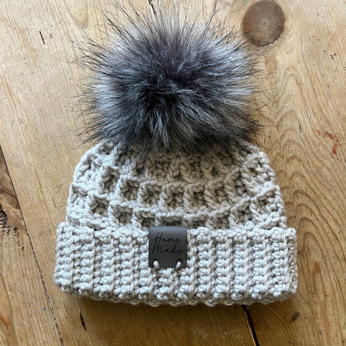 BABY-Light Grey Crocheted Beanie, Small