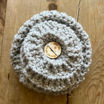 BABY-Light Grey Crocheted Beanie, Small
