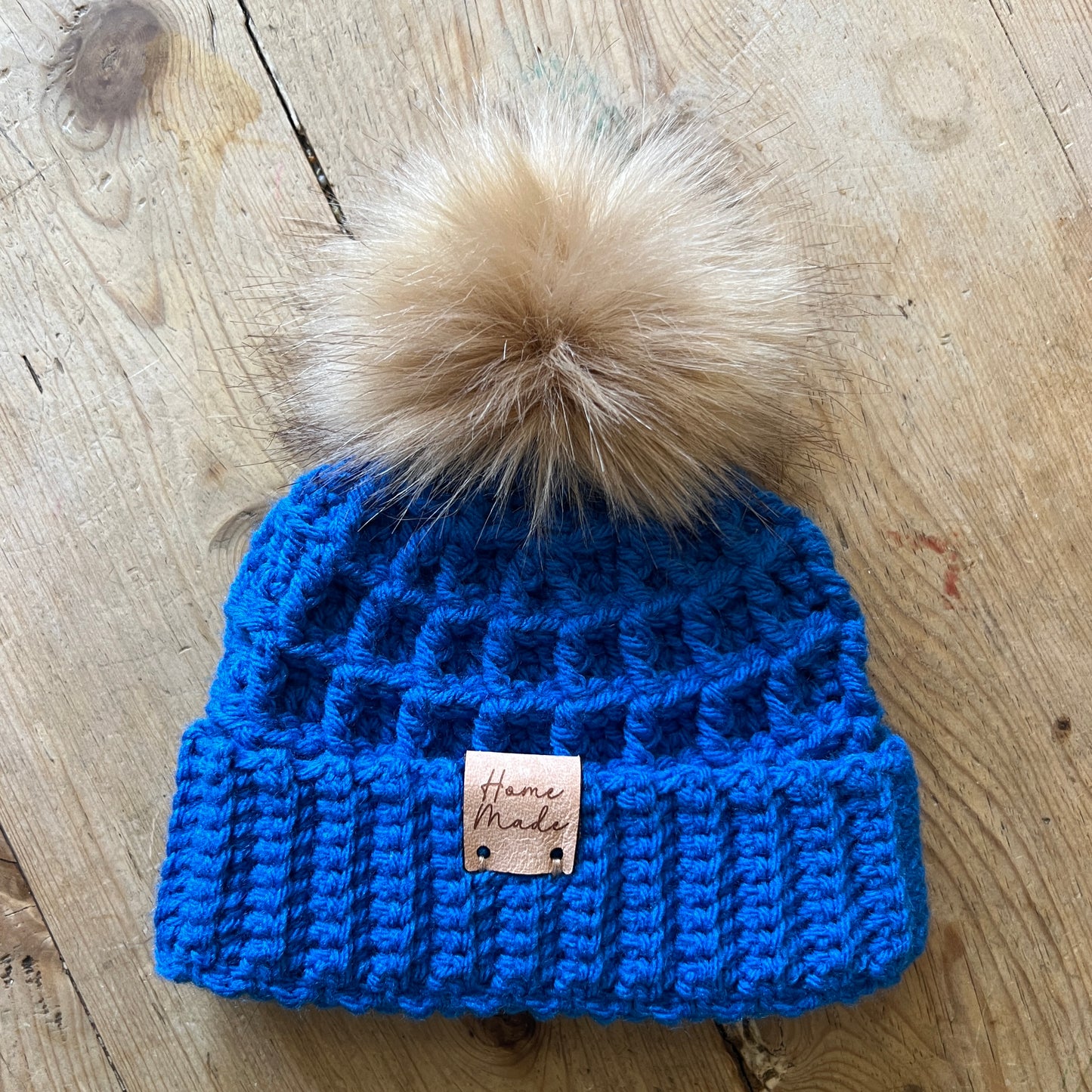 BABY-Royal Blue Crocheted Beanie, Small
