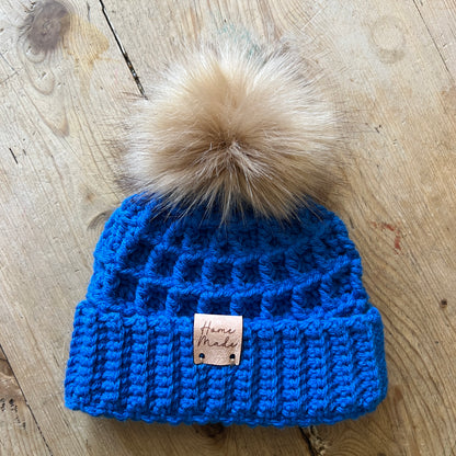 BABY-Royal Blue Crocheted Beanie, Small