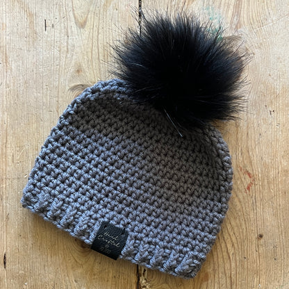 BABY-Dark Grey Crocheted Beanie, Small