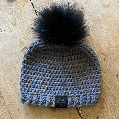 BABY-Dark Grey Crocheted Beanie, Small