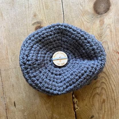 BABY-Dark Grey Crocheted Beanie, Small