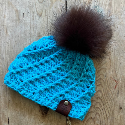 BABY-Turquoise Crocheted Beanie, Small