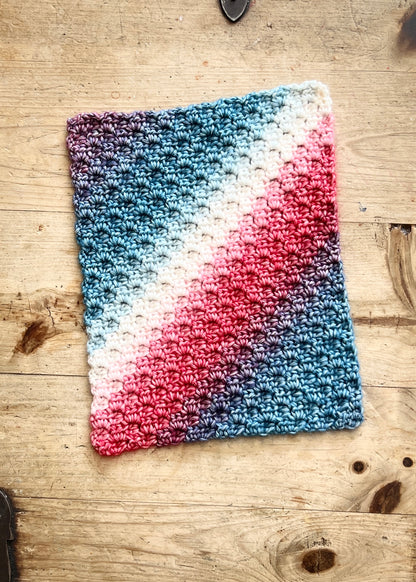 Hand-Crocheted Washcloth/Fairyland Ombre – Soft Cotton/Acrylic Blend – 10.5"x8"