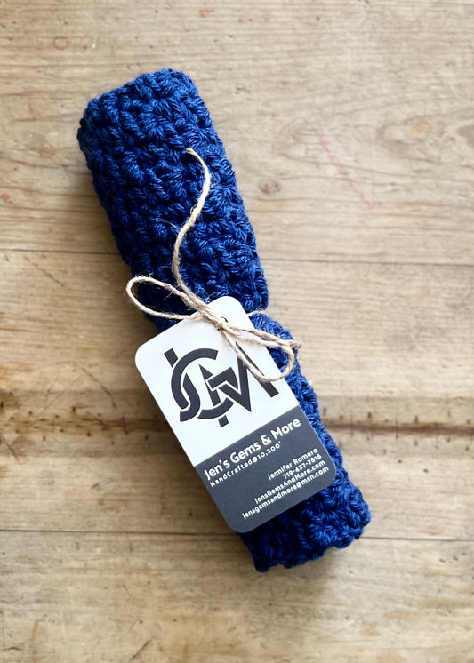 Hand-Crocheted Acrylic Dishcloth/Royal Blue – 8.5"x8.5"