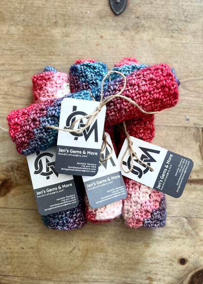 Hand-Crocheted Washcloth/Fairyland Ombre – Soft Cotton/Acrylic Blend – 10.5"x8"