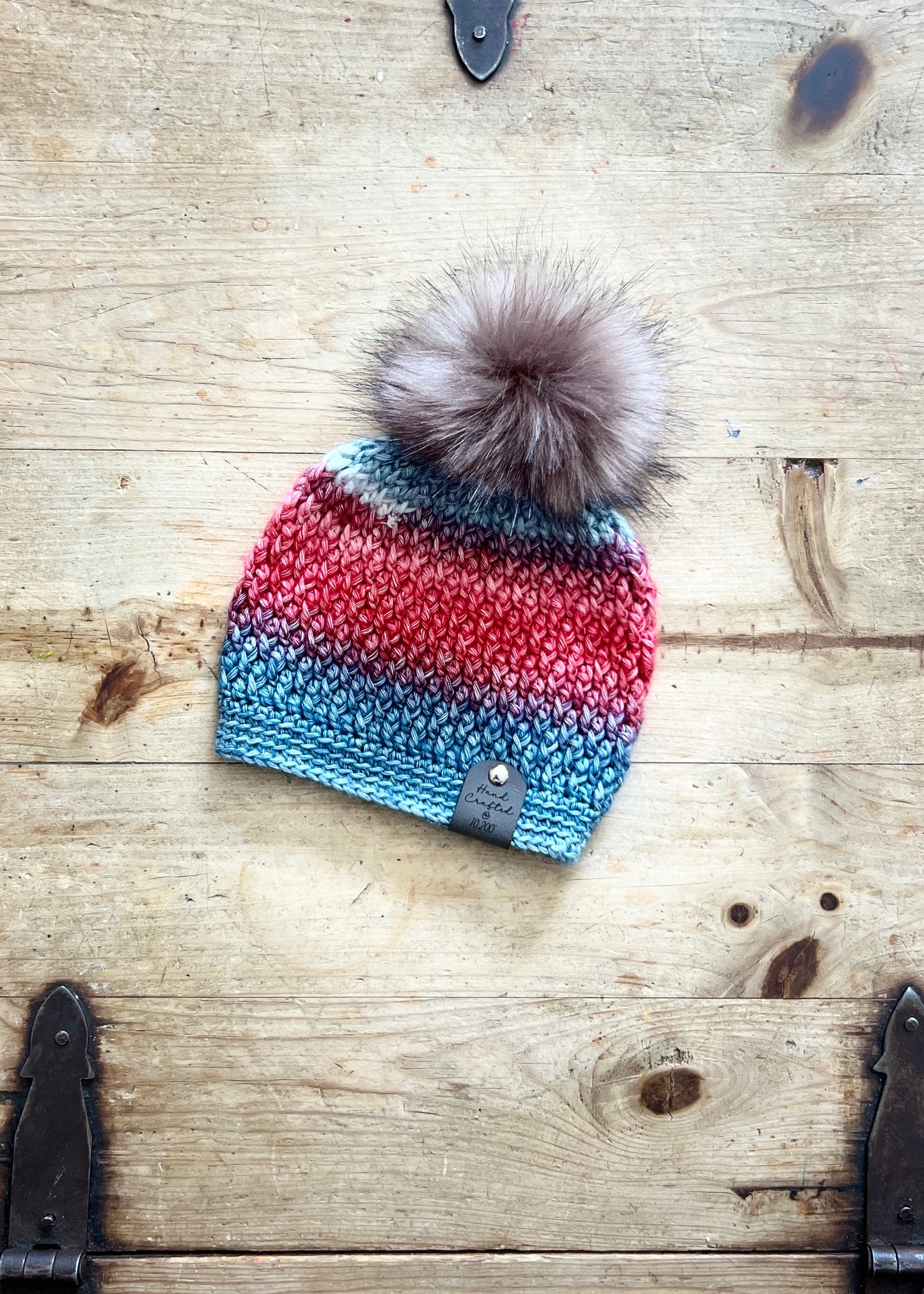 Infant-Crocheted Beanie with Removable Faux Fur Pom – Fairyland Ombre