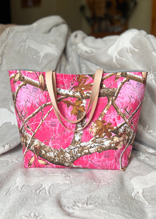 Pink Camo Tote Bag – Handmade Everyday Purse with Spacious Interior