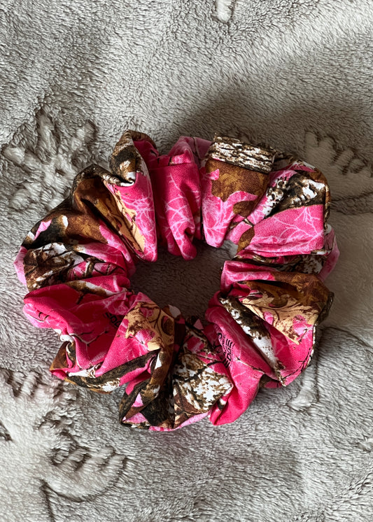Pink Camo Scrunchie – Handmade Hair Accessory