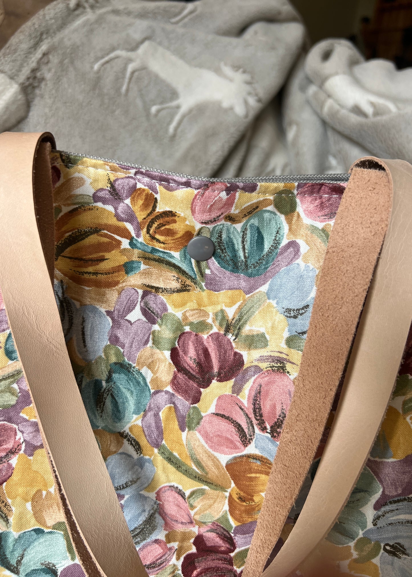 Pastel Floral Tote Bag – Handmade Spring Garden Everyday Purse